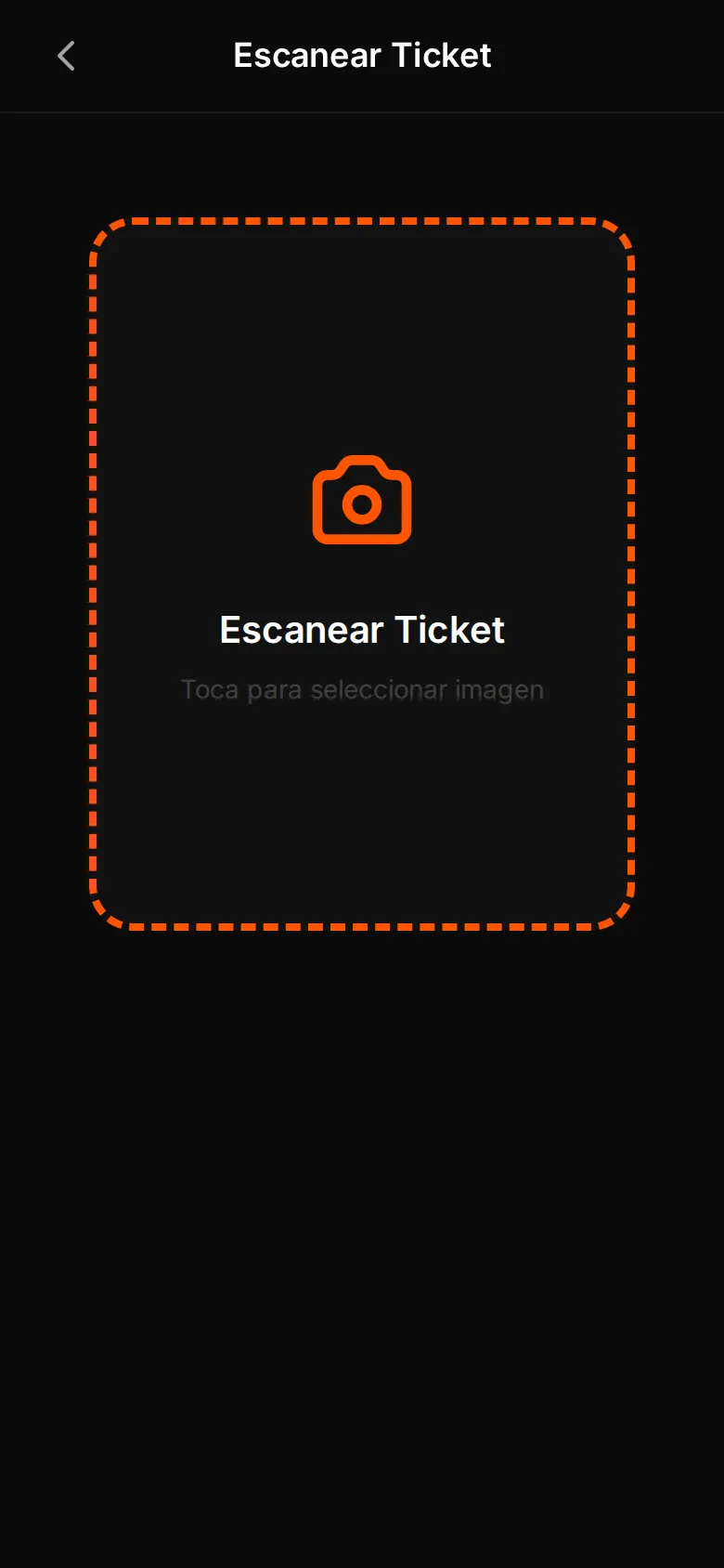 Pantalla para escanear un ticket de gasto con la cámara en WOWI