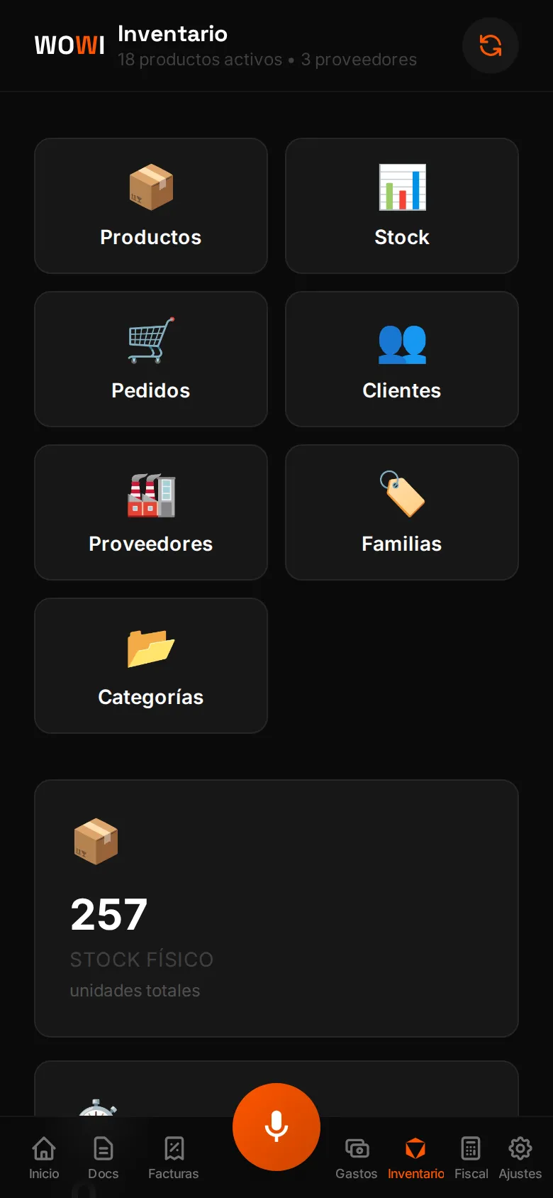 Alertas de stock bajo en el móvil con el enlace para registrar una entrada